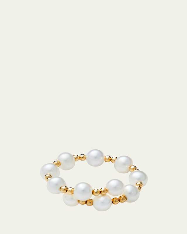 18K Yellow Gold Canyon Multi Pearl Beaded Ring